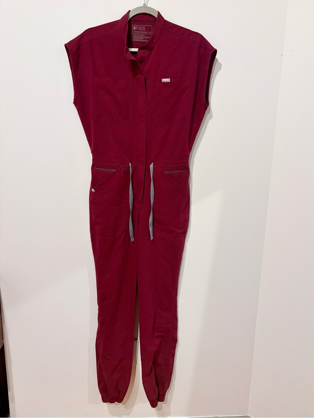 FIGS Rafaela Jogger Scrubs Burgundy Jumpsuit - Picture 3 of 8